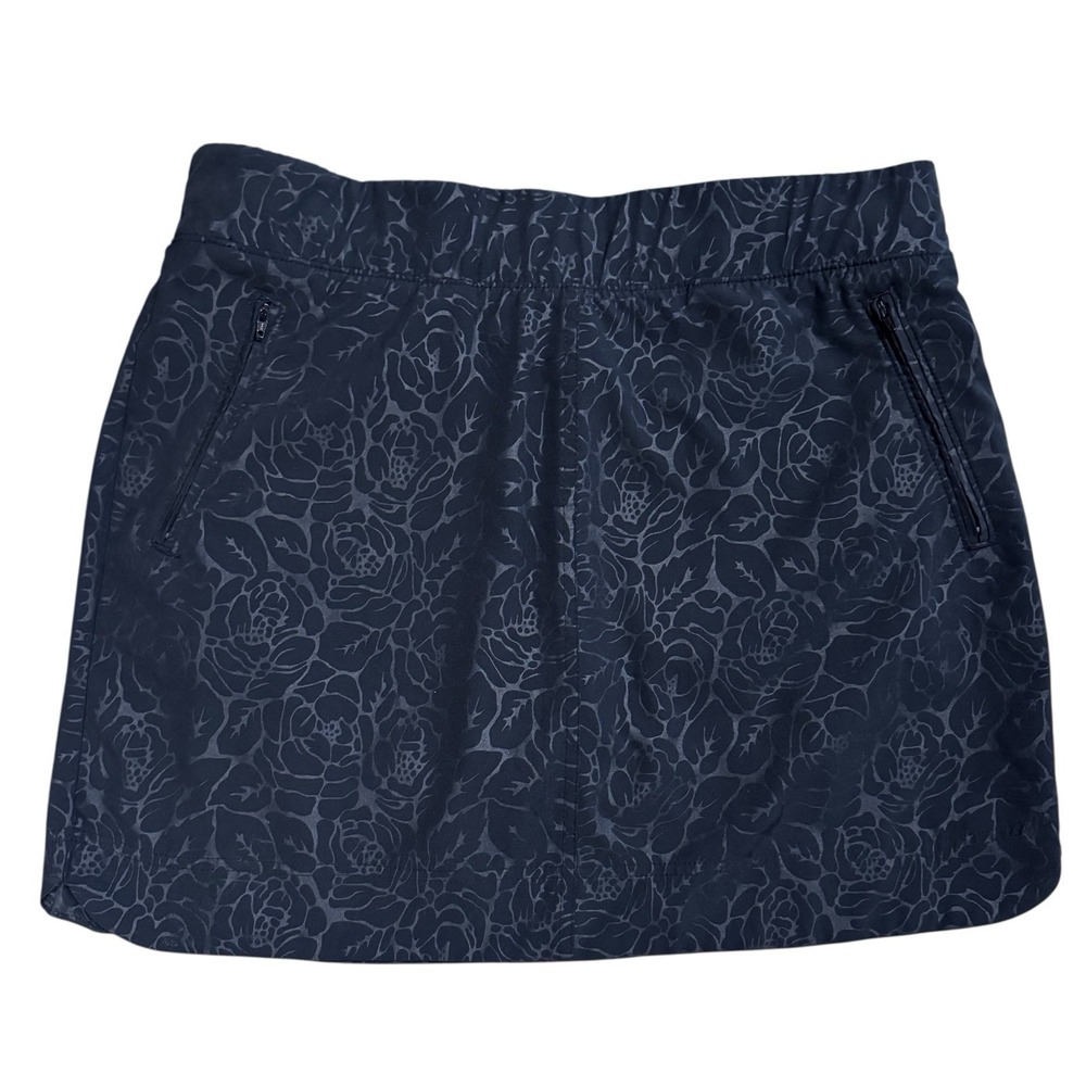 Orvis Travel Skort Large Black Rose Embossed Print Mesh‎ Inner Short Pull On
